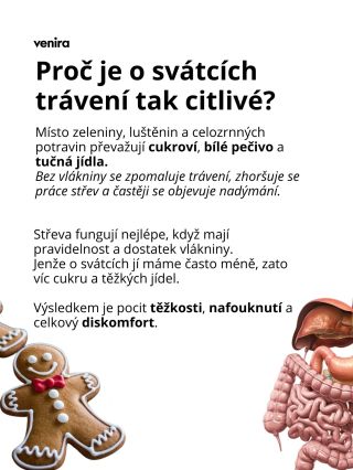 Sváteční pohoda je super, ale trávení má občas trochu jiný názor.🎄 Těžká jídla, víc cukru, méně pohybu a skoro žádná...